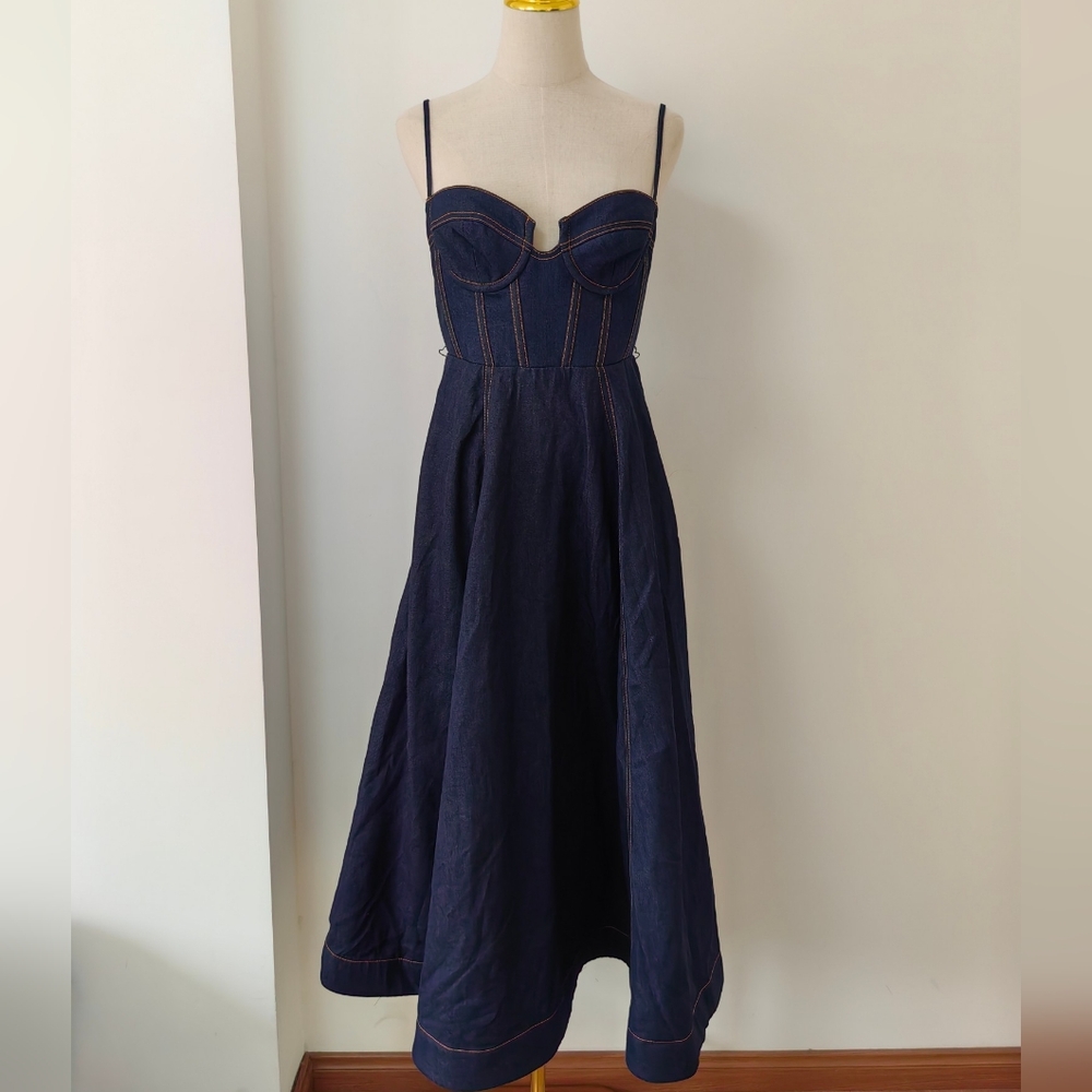 ZIMMERMANN Crush Denim Corset Dress